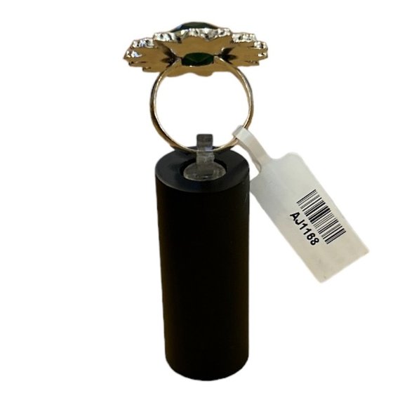 Green Emerald Ring – German Silver – Size 9 - Picture 3 of 3